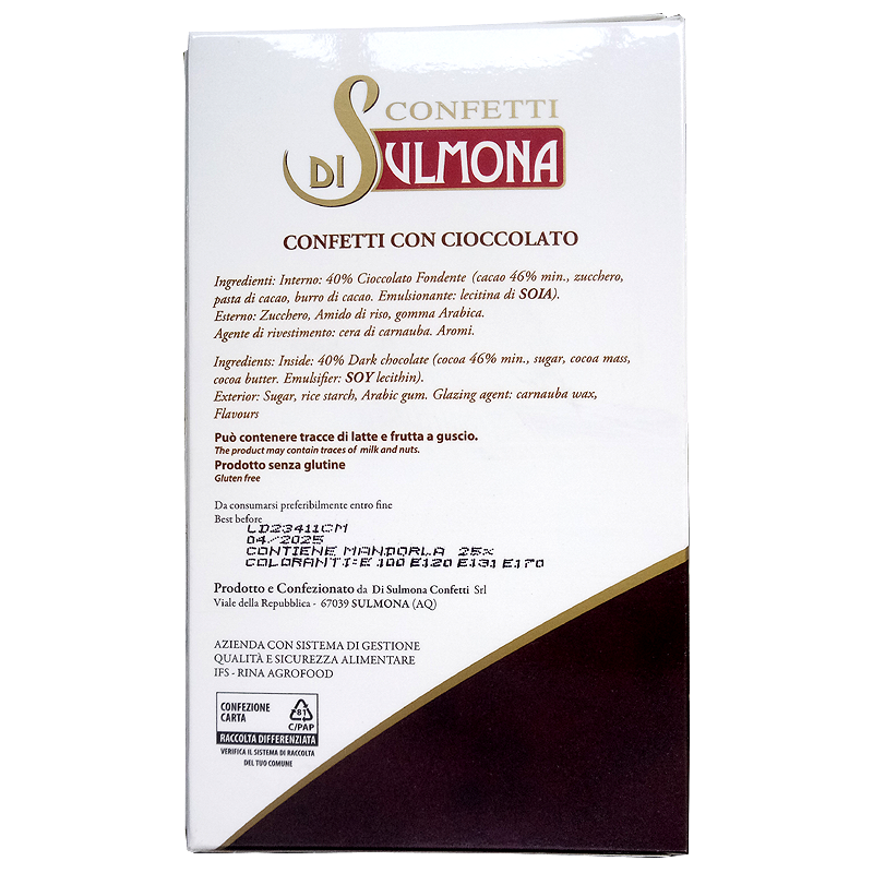 Confetti di Sulmona - Cuori al Cioccolato, Rosa - Sacc. 1000 gr